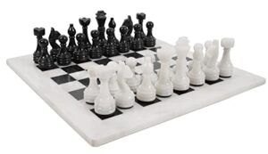 radicaln 15 inches handmade white and black weighted full chess game set - staunton and ambassador style marble tournament chess sets for adults