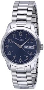 timex men's south street sport 36mm watch – silver-tone case blue dial with silver-tone stainless steel expansion band