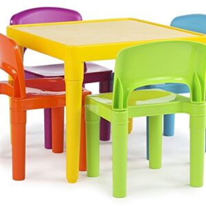 Humble Crew Kids Plastic 4 Set, Yellow Table/Vibrant Chairs