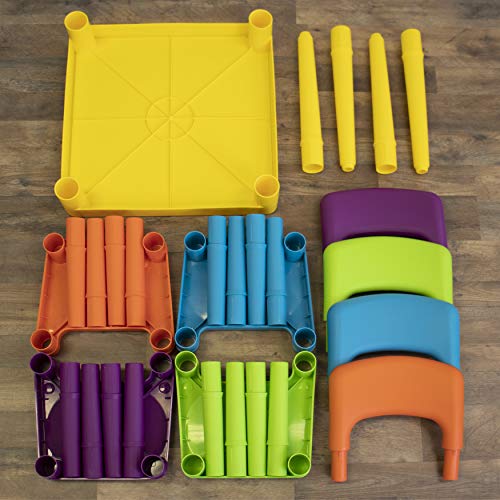 Humble Crew Kids Plastic 4 Set, Yellow Table/Vibrant Chairs