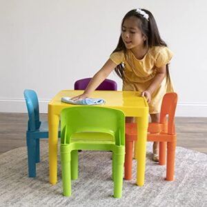 Humble Crew Kids Plastic 4 Set, Yellow Table/Vibrant Chairs