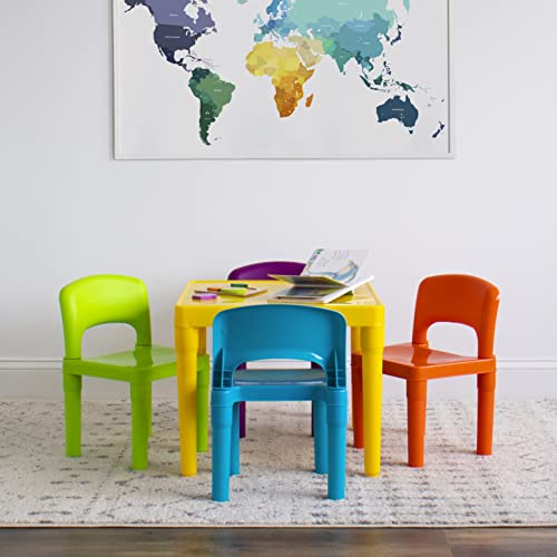 Humble Crew Kids Plastic 4 Set, Yellow Table/Vibrant Chairs