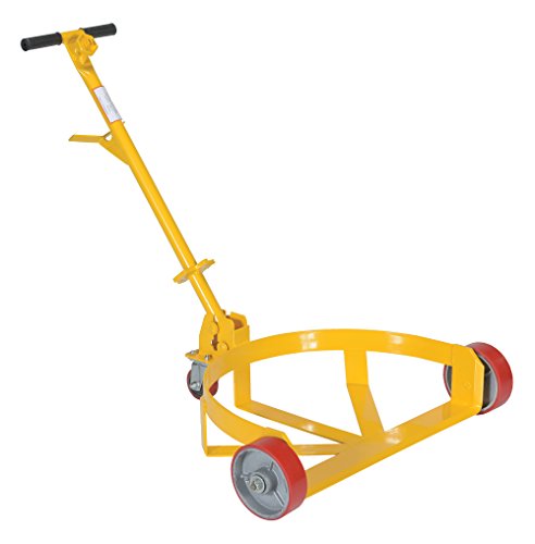 Vestil LO-DC-PU Lo-Profile Drum Caddie with Bung Wrench Handle and Poly-on-steel Wheel, Steel, 21-5/8" Length, 31-5/8" Width, 37-5/8" Height, 1200 Capacity , Yellow