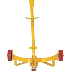 Vestil LO-DC-PU Lo-Profile Drum Caddie with Bung Wrench Handle and Poly-on-steel Wheel, Steel, 21-5/8" Length, 31-5/8" Width, 37-5/8" Height, 1200 Capacity , Yellow