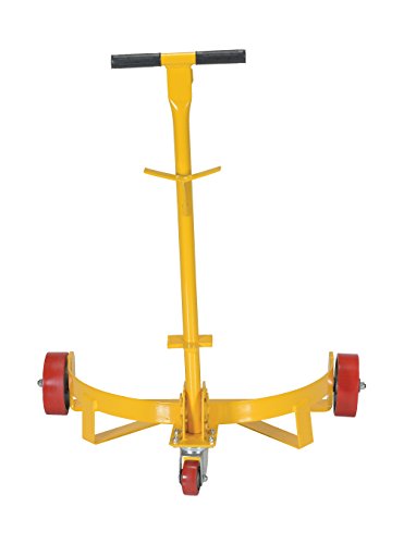 Vestil LO-DC-PU Lo-Profile Drum Caddie with Bung Wrench Handle and Poly-on-steel Wheel, Steel, 21-5/8" Length, 31-5/8" Width, 37-5/8" Height, 1200 Capacity , Yellow