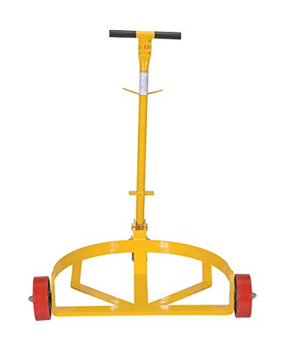 Vestil LO-DC-PU Lo-Profile Drum Caddie with Bung Wrench Handle and Poly-on-steel Wheel, Steel, 21-5/8" Length, 31-5/8" Width, 37-5/8" Height, 1200 Capacity , Yellow