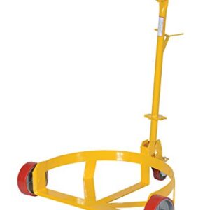 Vestil LO-DC-PU Lo-Profile Drum Caddie with Bung Wrench Handle and Poly-on-steel Wheel, Steel, 21-5/8" Length, 31-5/8" Width, 37-5/8" Height, 1200 Capacity , Yellow