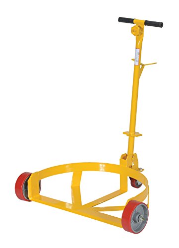 Vestil LO-DC-PU Lo-Profile Drum Caddie with Bung Wrench Handle and Poly-on-steel Wheel, Steel, 21-5/8" Length, 31-5/8" Width, 37-5/8" Height, 1200 Capacity , Yellow