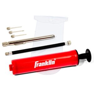 franklin sports ball pump kit -7.4" - perfect for basketballs, soccer balls and more - complete hand pump kit with needles, flexible hose, air pressure gauge and carry bag