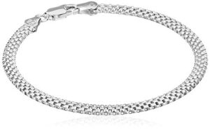 amazon essentials sterling silver mesh chain bracelet, 8"