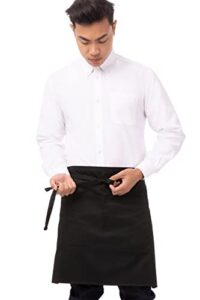 chef works unisex half bistro server apron, black, one size