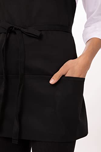 Chef Works Unisex Three Pocket Apron, Black, One Size