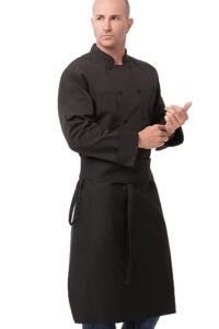 chef works unisex tapered chef apron, black, one size