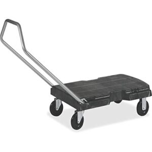 rubbermaid commercial products convertible folding utility dolly/cart/platform truck with wheels, fg440100bla, 500 lbs capacity, black
