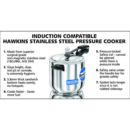 Hawkins Pressure Cooker, 6 L, Silver