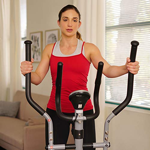 Sunny Health & Fitness Legacy Stepping Elliptical Machine, Total Body Cross Trainer with Hyper-Quiet Magnetic Belt Drive, Low Impact Exercise Equipment, Optional Bluetooth with Exclusive SunnyFit App