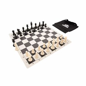 WE Games Best of Travel Chess Sets - Chess Board is Tournament Style Roll Up - 20 inches, 34 Chess Pieces, Portable Chess Set Bag, Includes Equalizer Dice & How to Play Chess Instructions Booklet