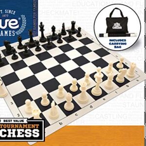 WE Games Best of Travel Chess Sets - Chess Board is Tournament Style Roll Up - 20 inches, 34 Chess Pieces, Portable Chess Set Bag, Includes Equalizer Dice & How to Play Chess Instructions Booklet