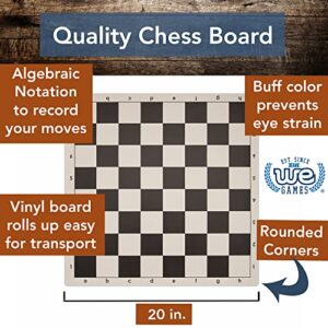 WE Games Best of Travel Chess Sets - Chess Board is Tournament Style Roll Up - 20 inches, 34 Chess Pieces, Portable Chess Set Bag, Includes Equalizer Dice & How to Play Chess Instructions Booklet