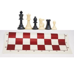 best value tournament chess set 90% plastic filled chess pieces and roll-up vinyl chess board