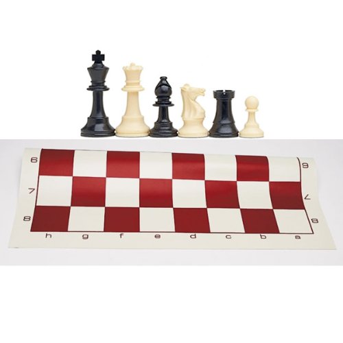 Best Value Tournament Chess Set 90% Plastic Filled Chess Pieces and Roll-Up Vinyl Chess Board