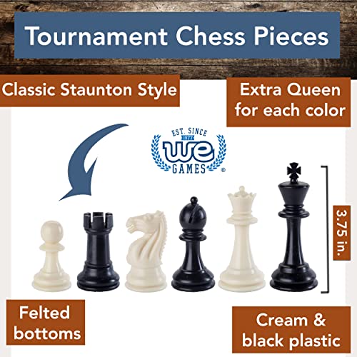 WE Games Best Value Tournament Chess Set w/ a Green Roll Up Vinyl Board, Plastic Pieces & Bag