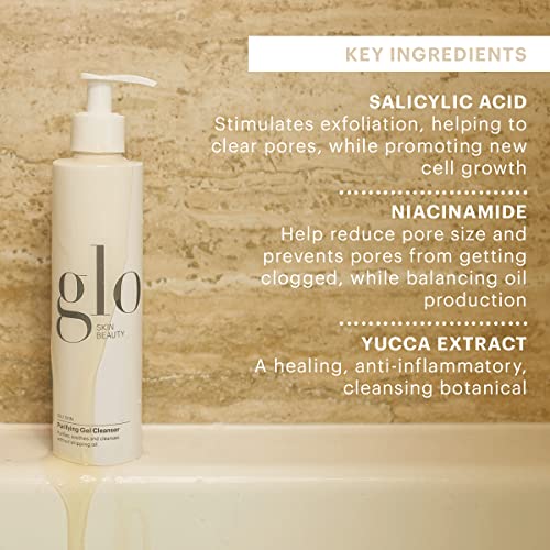 Glo Skin Beauty Purifying Gel Cleanser - Salicylic Acid Face Wash Targets Clogged Pores, Excess Oil & Breakouts - Gently Exfoliates and Minimizes the Appearance of Fine Lines