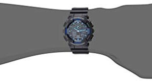 Casio Men's G XL Series Quartz Watch Strap, WR Shock Resistant Resin Color: Black and Blue (Model: GA-100-1A2CR)