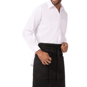 Chef Works Unisex Reversible Waiter Apron with Pockets, Black, One Size