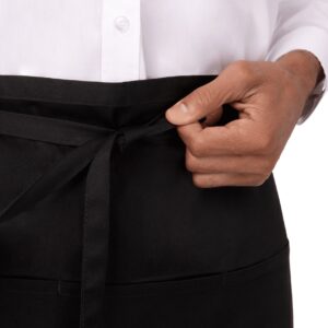 Chef Works Unisex Reversible Waiter Apron with Pockets, Black, One Size