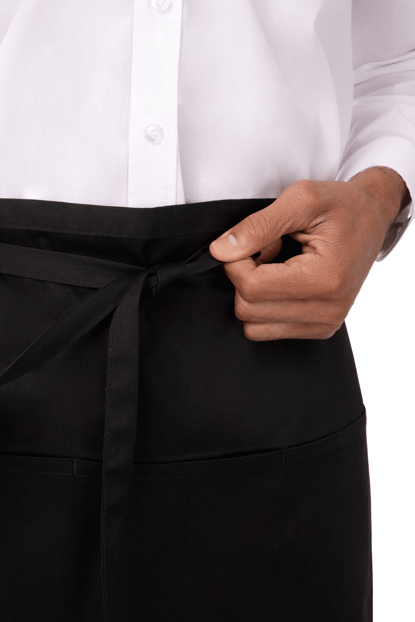 Chef Works Unisex Reversible Waiter Apron with Pockets, Black, One Size