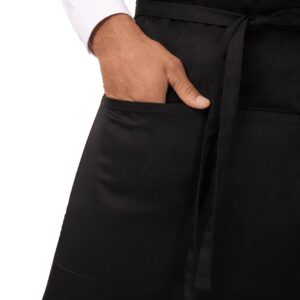 Chef Works Unisex Reversible Waiter Apron with Pockets, Black, One Size