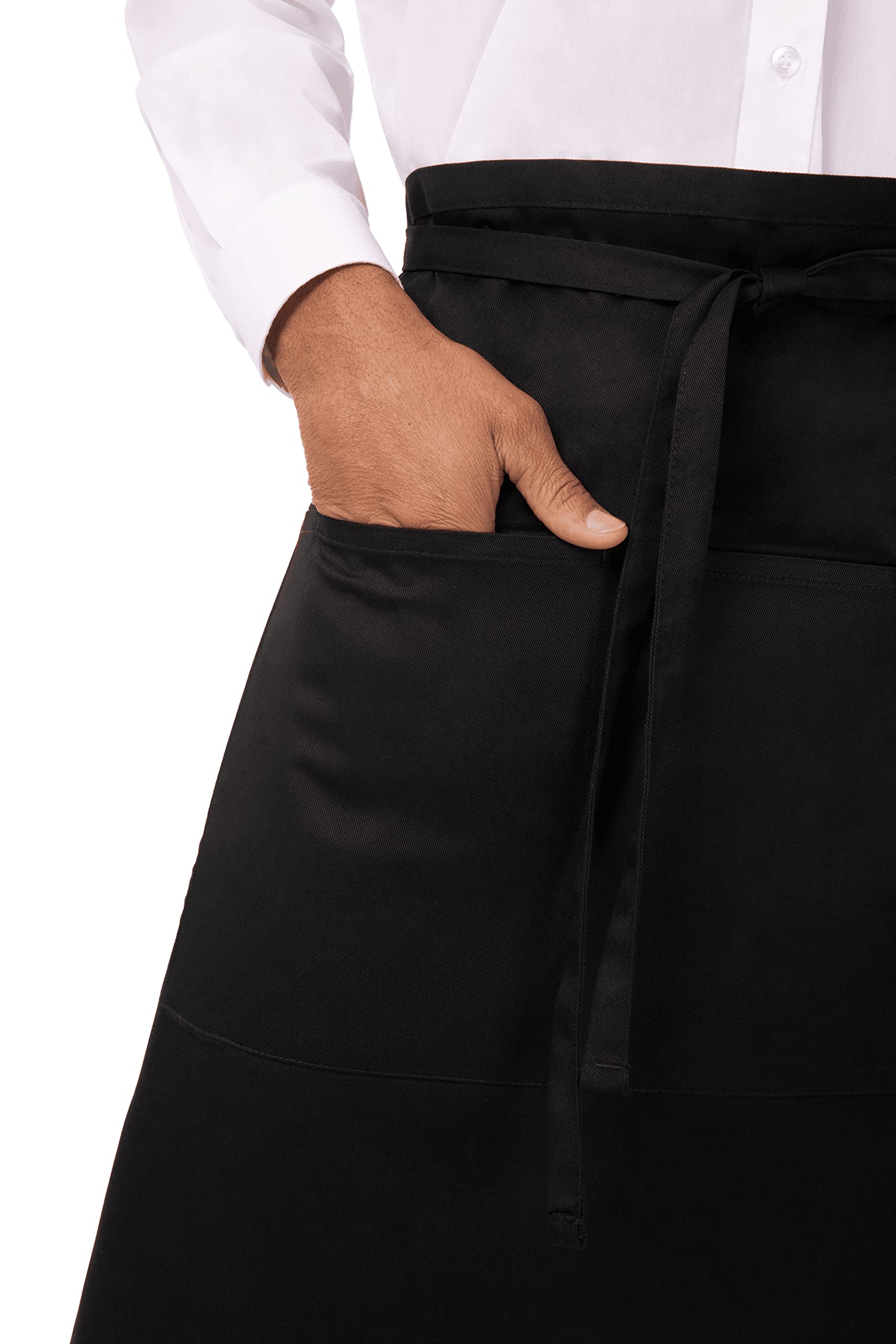 Chef Works Unisex Reversible Waiter Apron with Pockets, Black, One Size