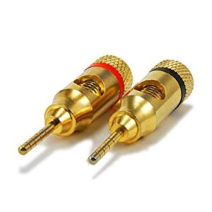 Monoprice 24k Gold Plated Speaker Pin Plugs, Pin Screw Type (1 Pair)