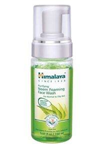 himalaya purifying neem foaming face wash with neem and turmeric for occasional acne, 5.07 oz (150 ml)
