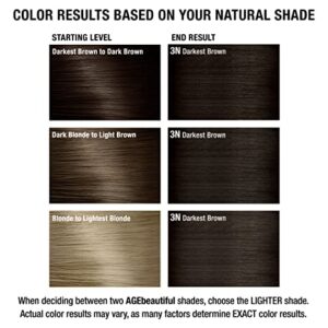 AGEbeautiful Permanent Liqui Creme Hair Color Dye | 100% Gray Coverage | Anti-Aging | Biotin for Thicker, Fuller Hair | Professional Salon Coloring | 3N Darkest Brown