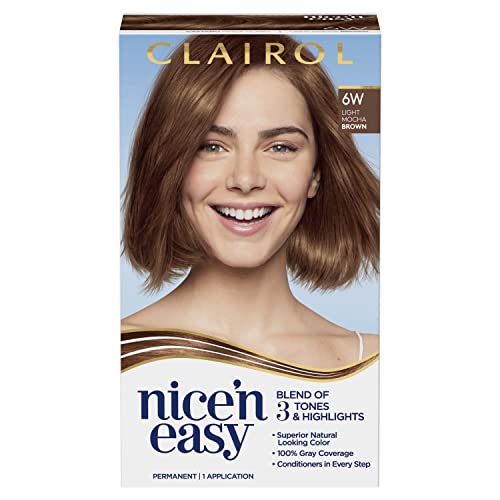 Clairol Nice'n Easy Permanent Hair Dye, 6W Light Mocha Brown Hair Color, Pack of 1