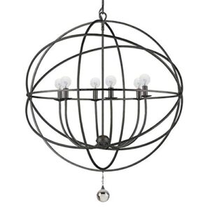 Crystorama Solaris 6 Light Bronze Sphere Chandelier - Ceiling Light Fixture - Chandeliers for Hallway, Living Room, Foyer, Farmhouse - Indoor Modern Chandelier and Flush Mount Light Fixture