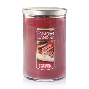 yankee candle sparkling cinnamon scented, classic 22oz large tumbler 2-wick candle, over 75 hours of burn time