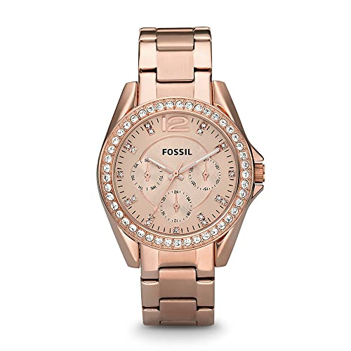 Fossil Women's Riley Quartz Stainless Steel Multifunction Watch, Color: Rose Gold Glitz (Model: ES2811)