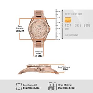 Fossil Women's Riley Quartz Stainless Steel Multifunction Watch, Color: Rose Gold Glitz (Model: ES2811)