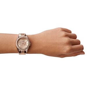 Fossil Women's Riley Quartz Stainless Steel Multifunction Watch, Color: Rose Gold Glitz (Model: ES2811)