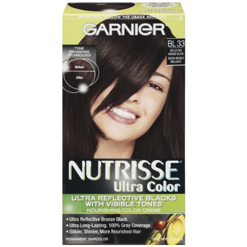 Garnier Nutrisse Ultra Color Nourishing Hair Color Crème, BL33 Reflective Bronze Black, 1-count (Packaging May Vary)