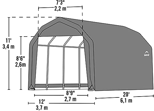 ShelterLogic 90053 Grey 12'x20'x11' Barn Shelter