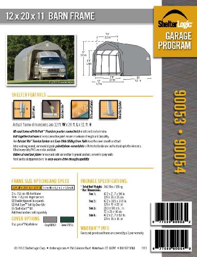 ShelterLogic 90053 Grey 12'x20'x11' Barn Shelter