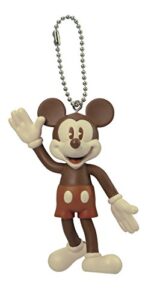 disney retro mickey mouse bendable key chain (brown) key accessory, multi-colored, 3"