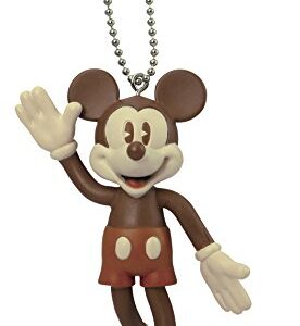 Disney Retro Mickey Mouse Bendable Key Chain (Brown) Key Accessory, Multi-Colored, 3"