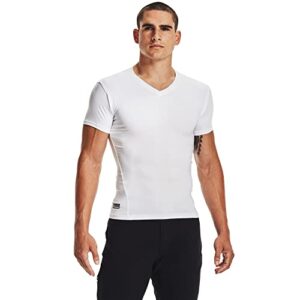 under armour men's heatgear tactical v-neck compression short-sleeve t-shirt , white (100)/clear , x-large