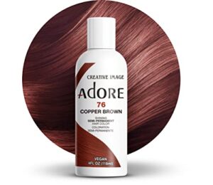 adore semi permanent hair color - vegan and cruelty-free hair dye - 4 fl oz - 076 copper brown (pack of 1)