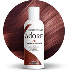 Adore Semi Permanent Hair Color - Vegan and Cruelty-Free Hair Dye - 4 Fl Oz - 076 Copper Brown (Pack of 1)